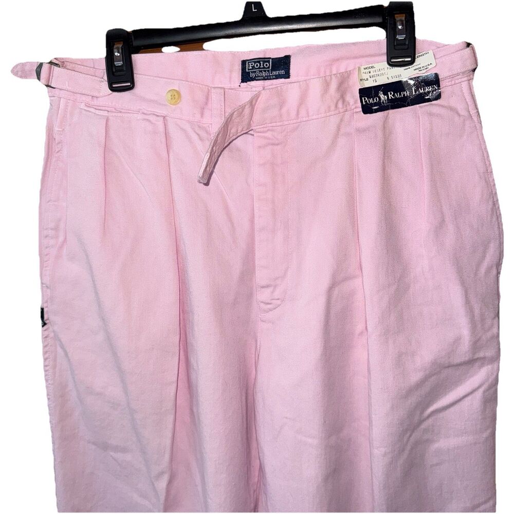 Vintage Polo Ralph Lauren Pink Pleated Palm Desert Pant Ivy League NOS 33x36 - Picture 3 of 16